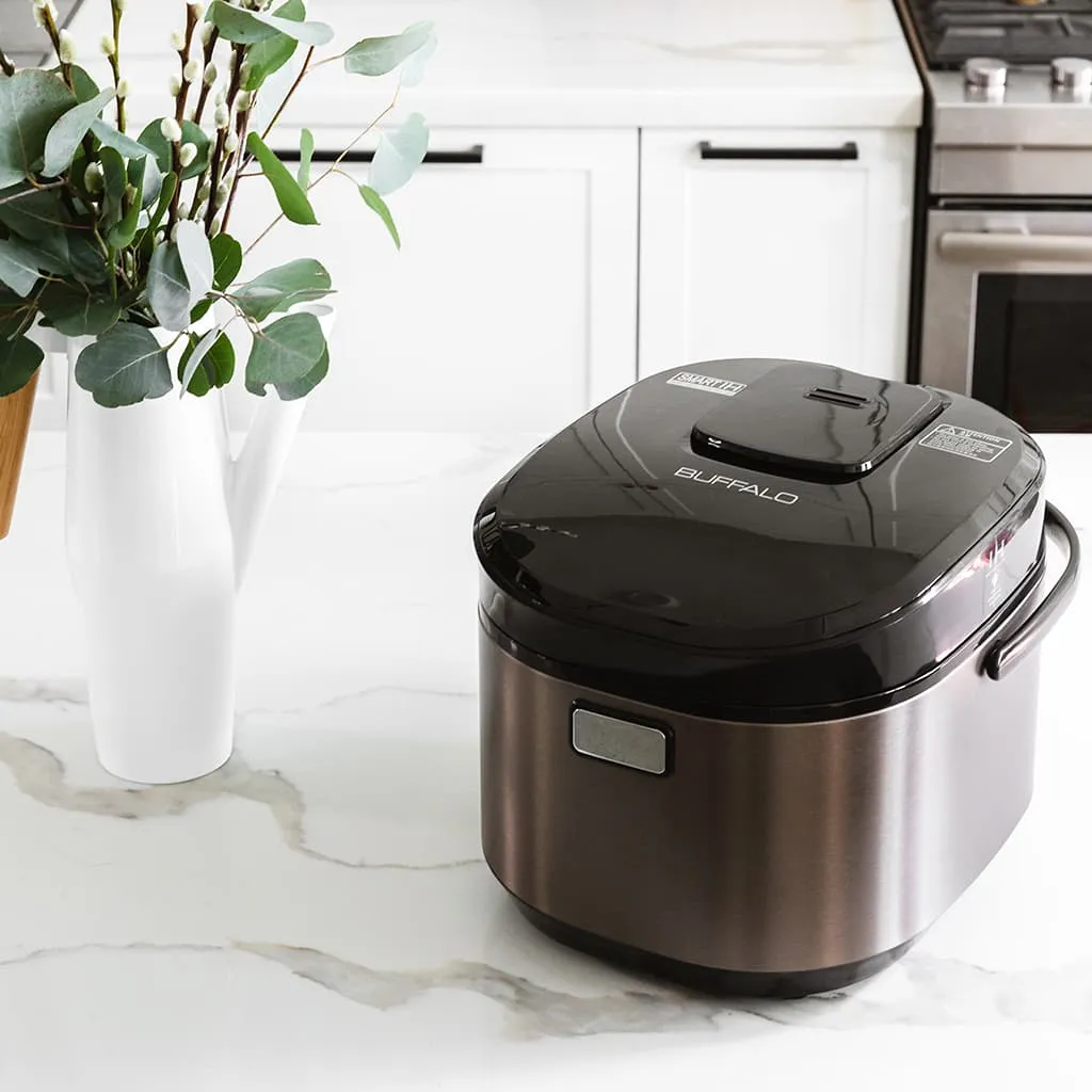 Buffalo Induction Heating (IH) Patented Clad Inner Pot Smart Rice Cooker 1.8 Liter (10 Cups) Titanium Grey (BUFFALOIH18)