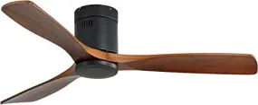 CACI Mall 52" Wood Ceiling Fan Indoor with Light and Remote Control, 6-Speed, 3-Timer with Quiet Energy Saving, 3 blades Propeller Ceiling fan with Remote, Matte Black