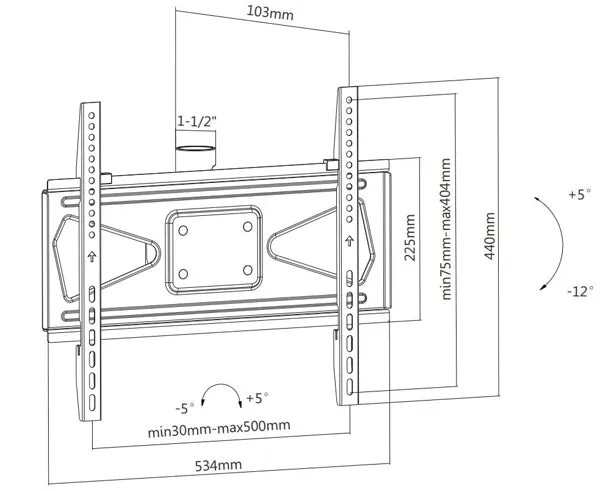 Ceiling Mount for LED, LCD, and Plasma Flat TVs 32" to 55" with Tilt Functionality