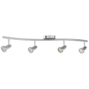 Cobra 4 Light Adjustable LED Track Light Fixture, Brushed Steel