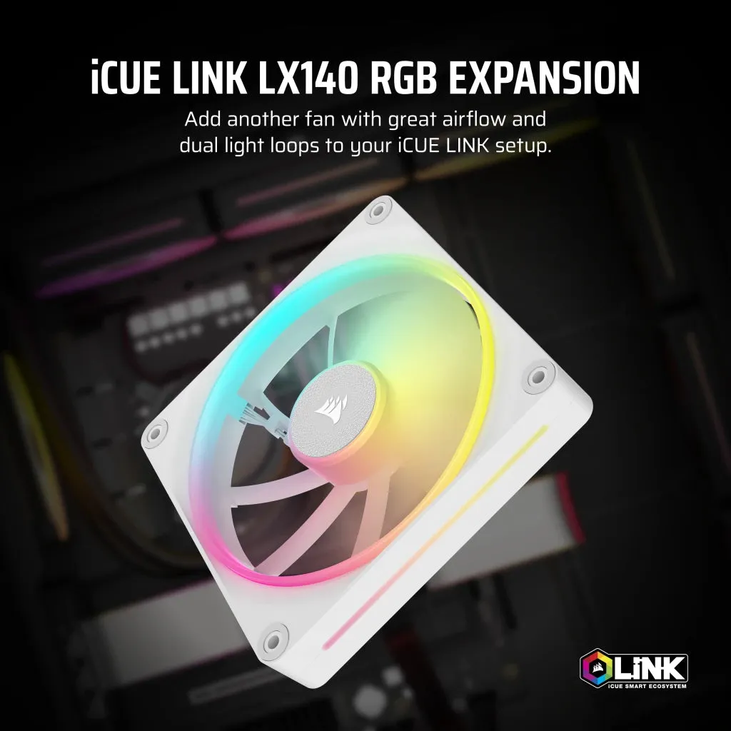 Corsair iCUE LINK LX140 RGB White 140mm PWM PC Case Fan (CO-9051031-WW)