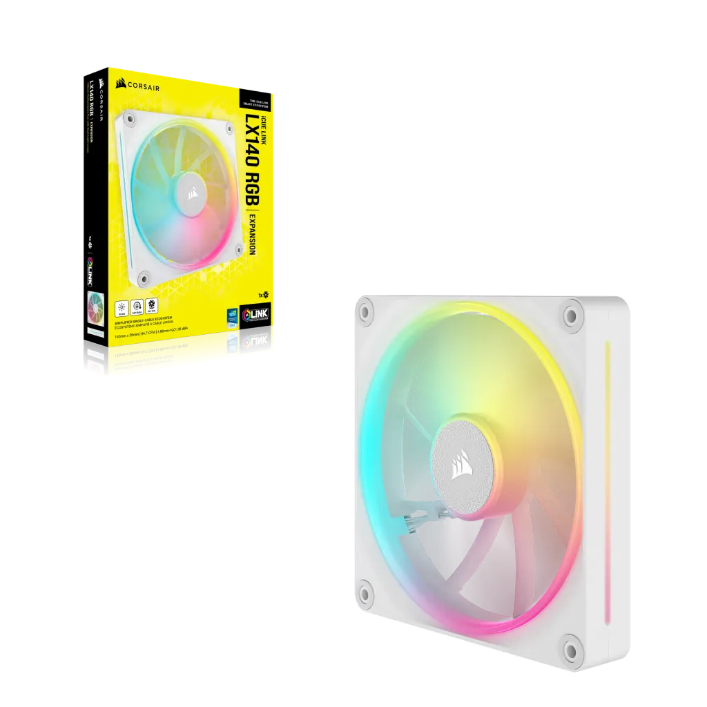 Corsair iCUE LINK LX140 RGB White 140mm PWM PC Case Fan (CO-9051031-WW)