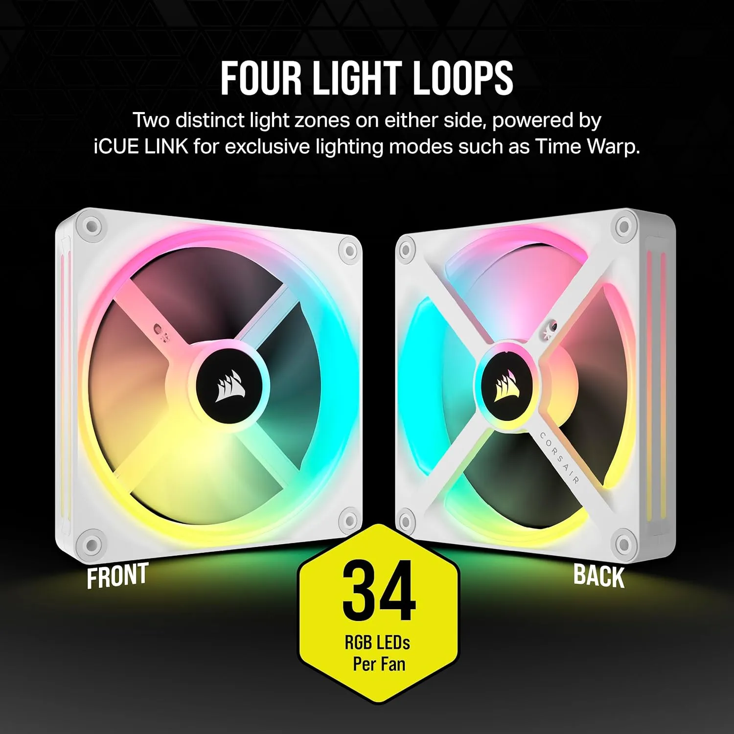 Corsair iCUE LINK QX140 RGB 140mm PWM PC Fans Starter Kit with iCUE LINK System Hub White 白色 (2件裝) CO-9051008-WW