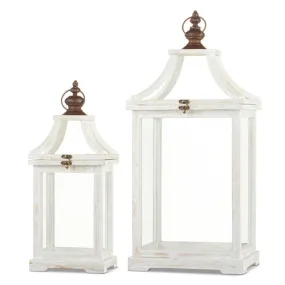 Curved Wood Top Lantern