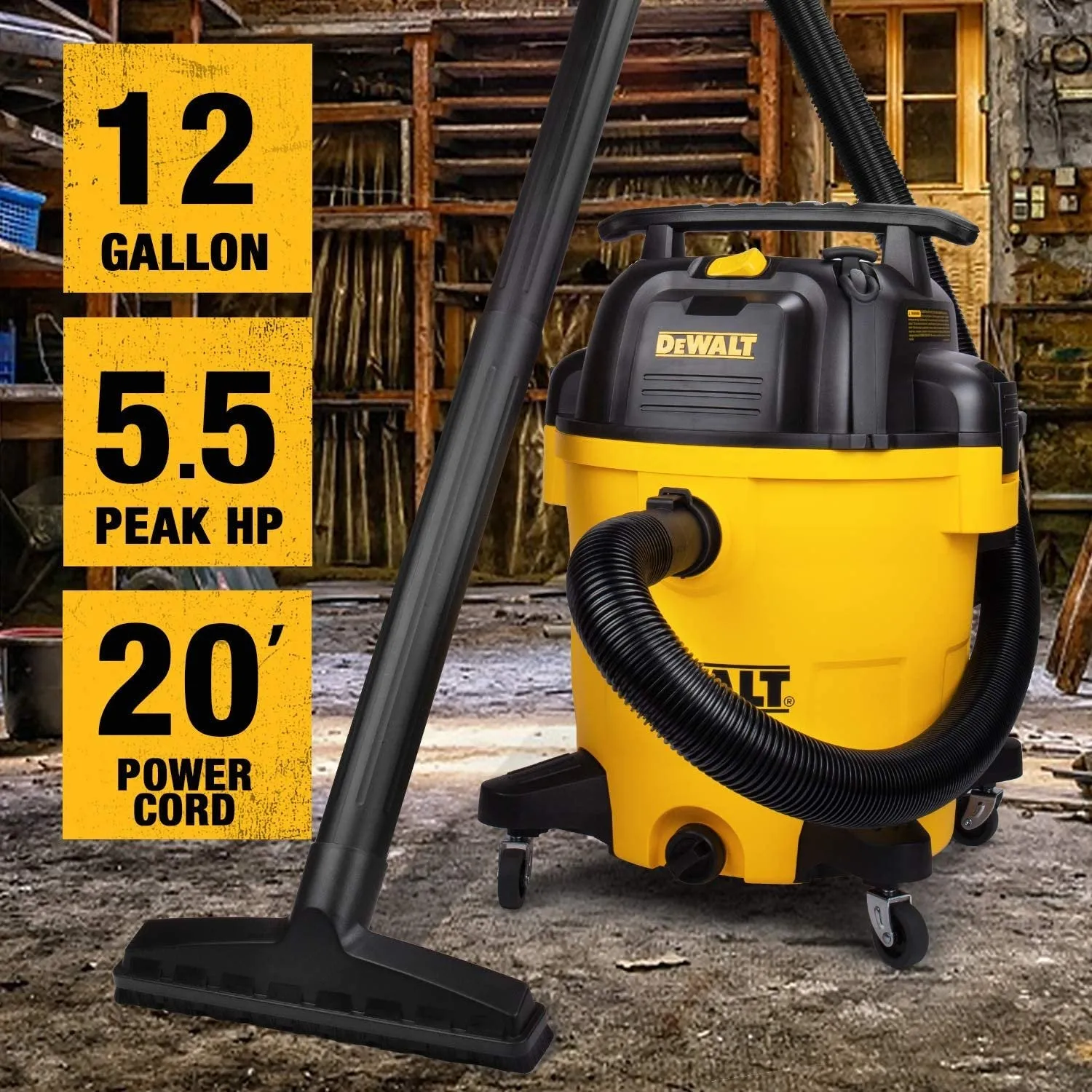 DEWALT DXV12P - 12 gallon Poly Wet/Dry Vac