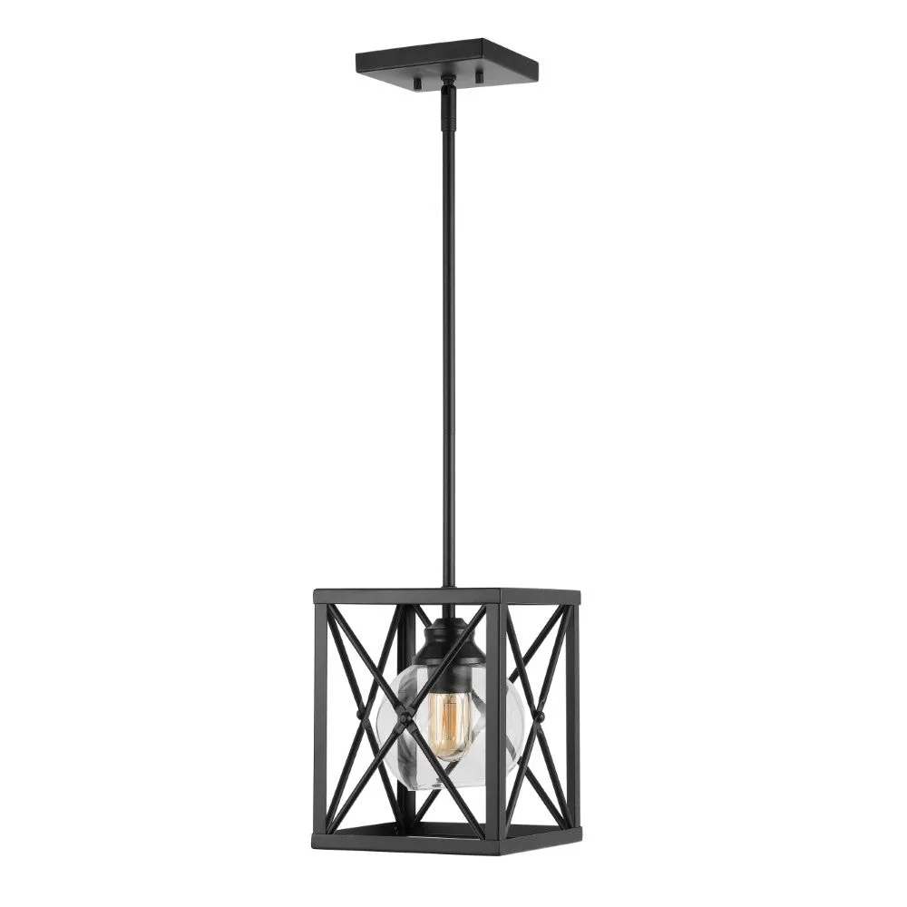 DEWENWILS 8" Industrial Farmhouse Iron/Glass LED Pendant