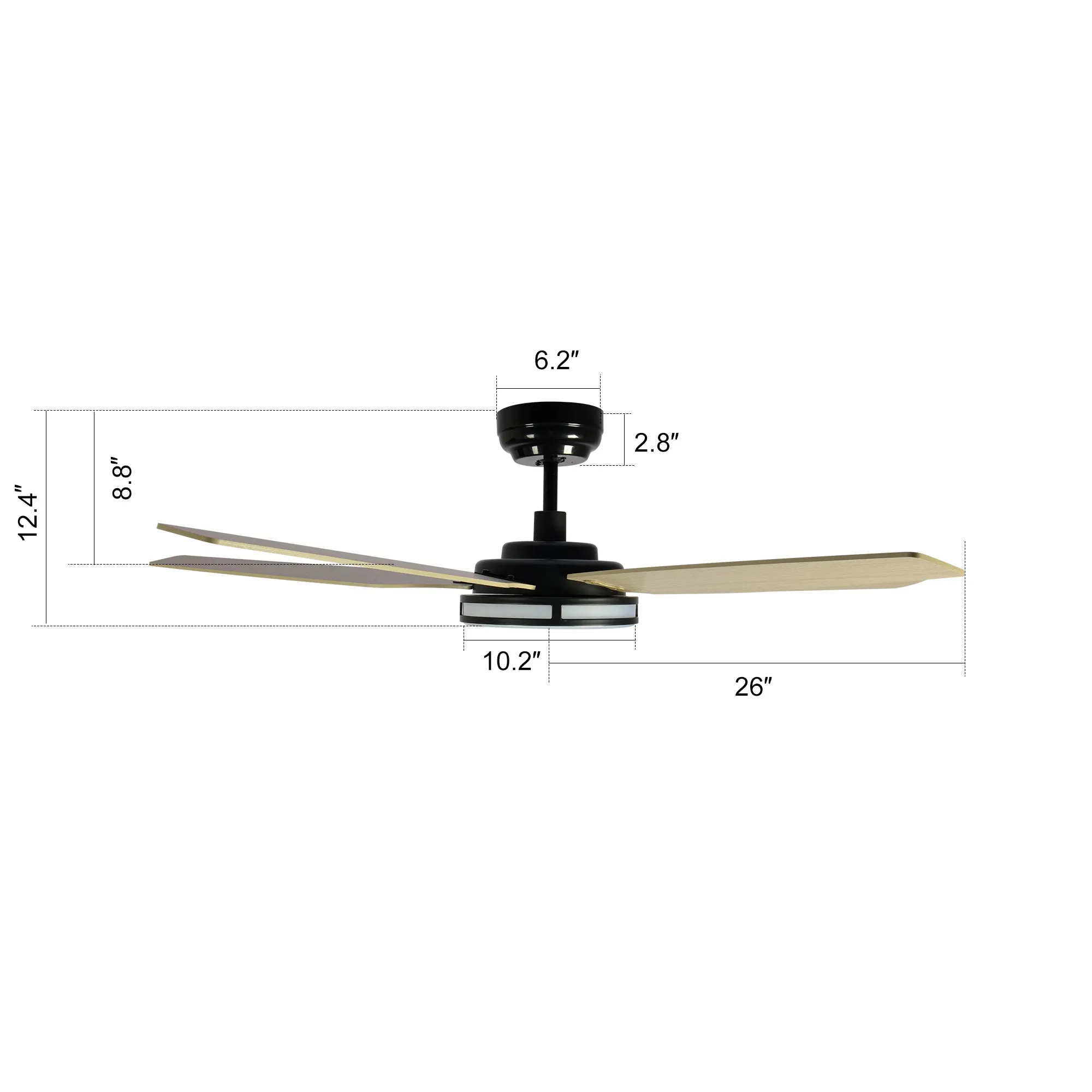 ELIRA 52 inch 5-Blade Smart Ceiling Fan with LED Light Kit & Remote - Black/Light Wood Grain