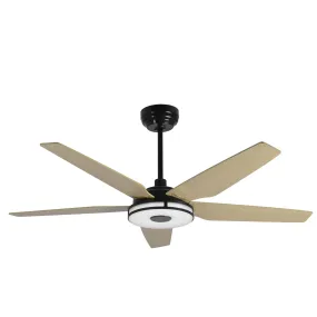 ELIRA 52 inch 5-Blade Smart Ceiling Fan with LED Light Kit & Remote - Black/Light Wood Grain