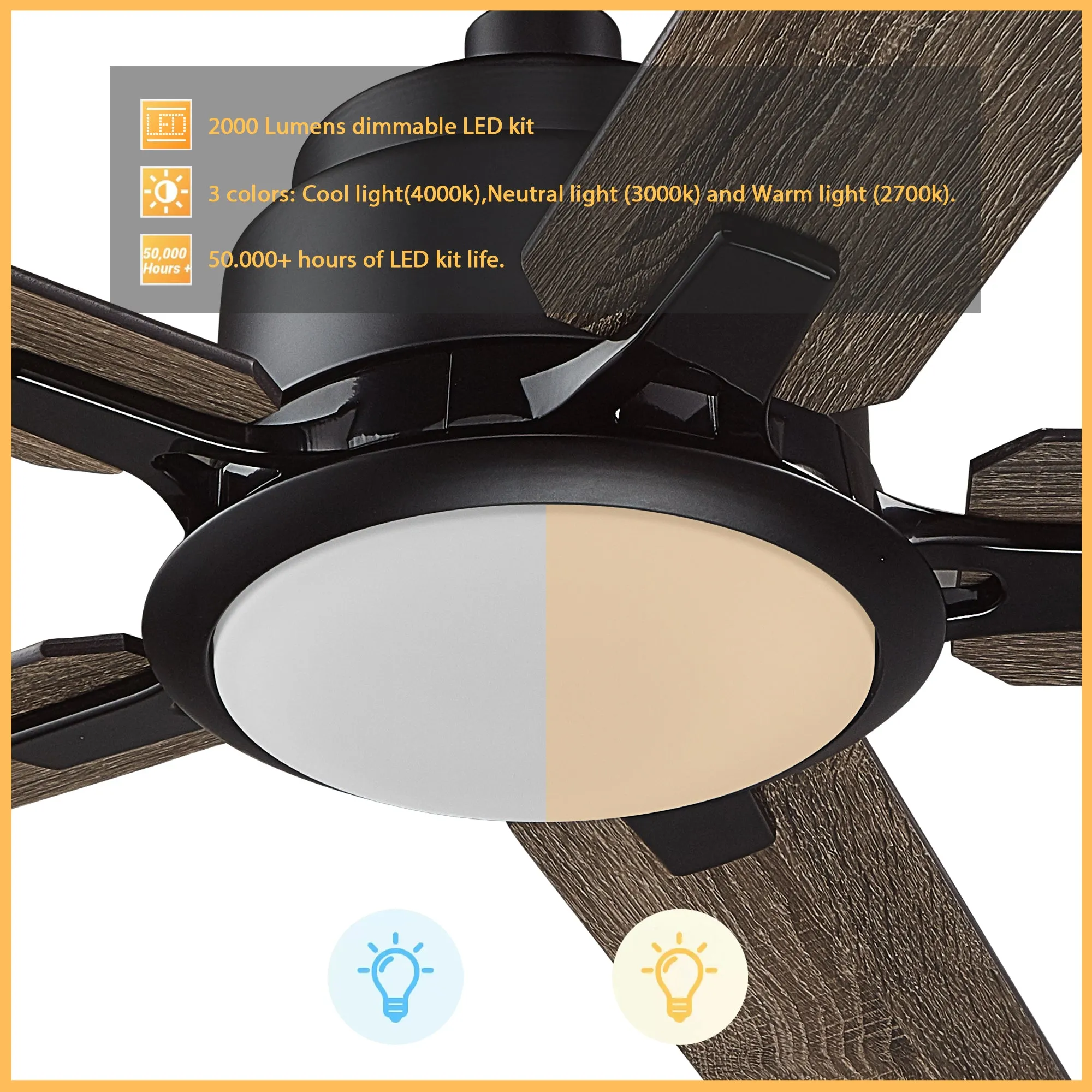 Essex Ⅱ Smart Ceiling Fan with LED Light and Remote Outdoor/Indoor 56"