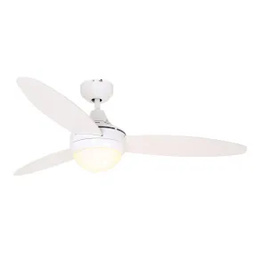 Eurolux F36W Ceiling Fan with Light 3 Blade 1200mm White With Remote Control