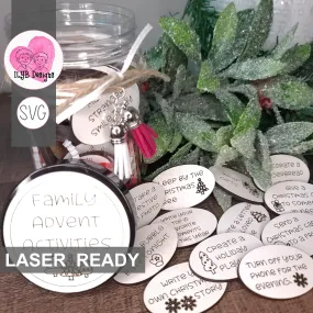 Family Advent Activity Jar Tokens | Laser Cut SVG File