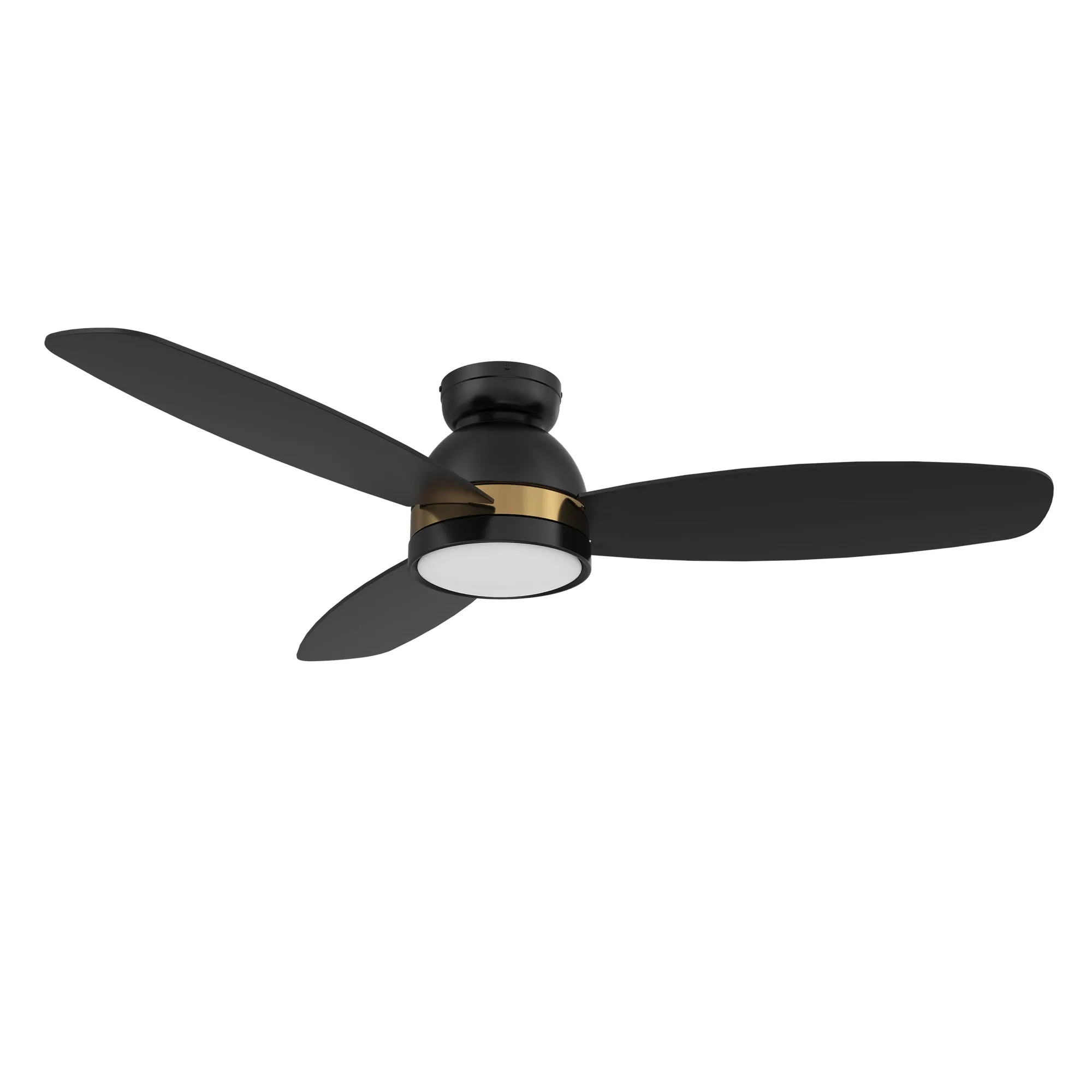 FREMONT 48 inch 3-Blade Flush Mount Smart Ceiling Fan with LED Light Kit & Remote- Black/Black