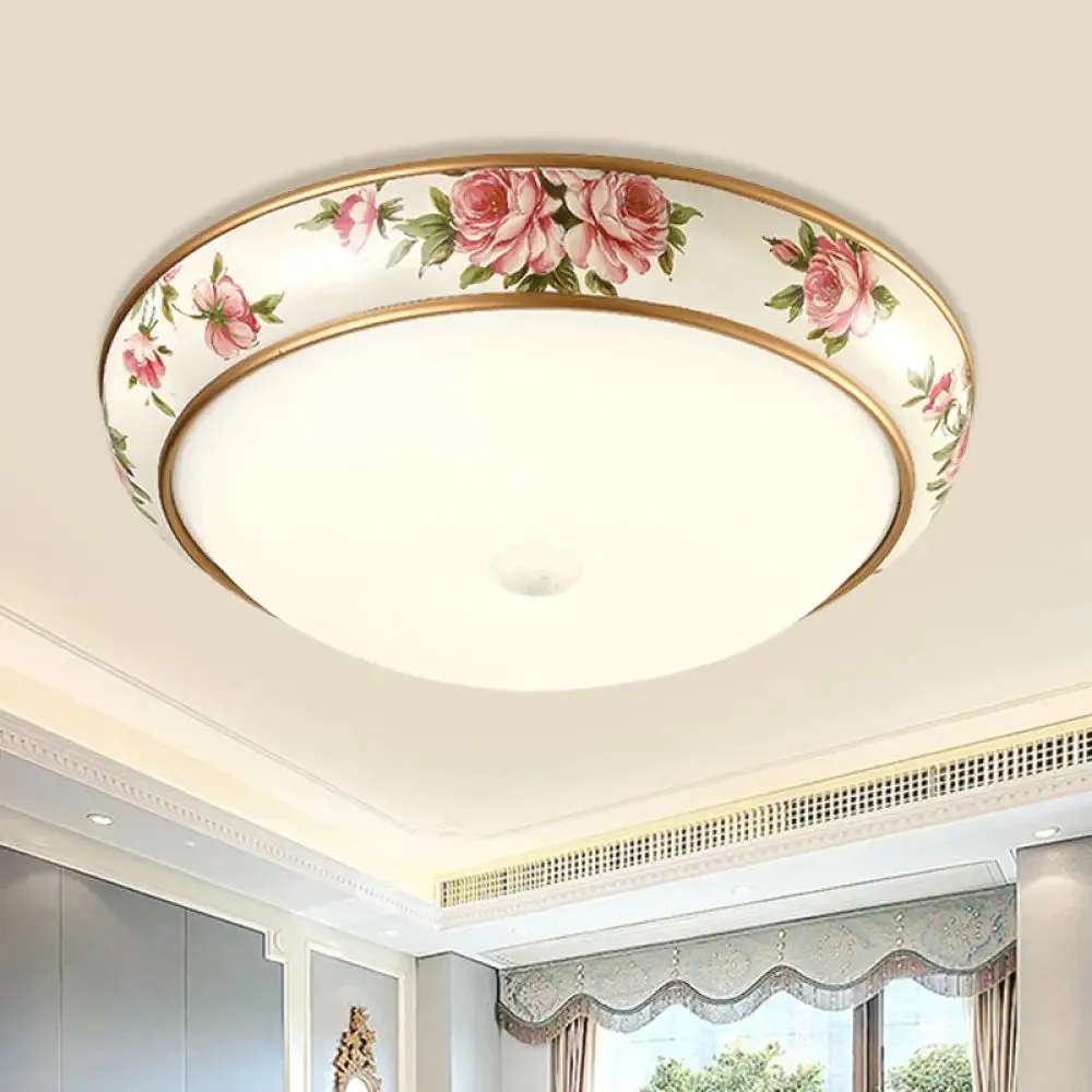 Frosted Glass Dome LED Flush Mount Ceiling Light - Korea Country Style (14"/19.5" Diameter)