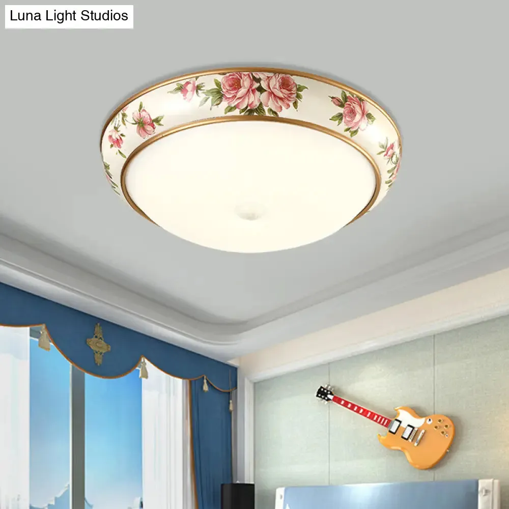 Frosted Glass Dome LED Flush Mount Ceiling Light - Korea Country Style (14"/19.5" Diameter)