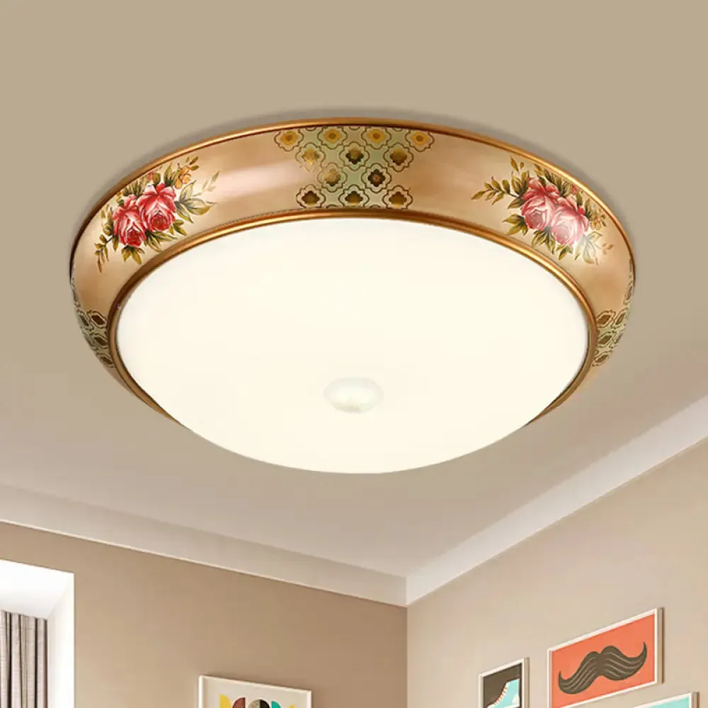 Frosted Glass Dome LED Flush Mount Ceiling Light - Korea Country Style (14"/19.5" Diameter)