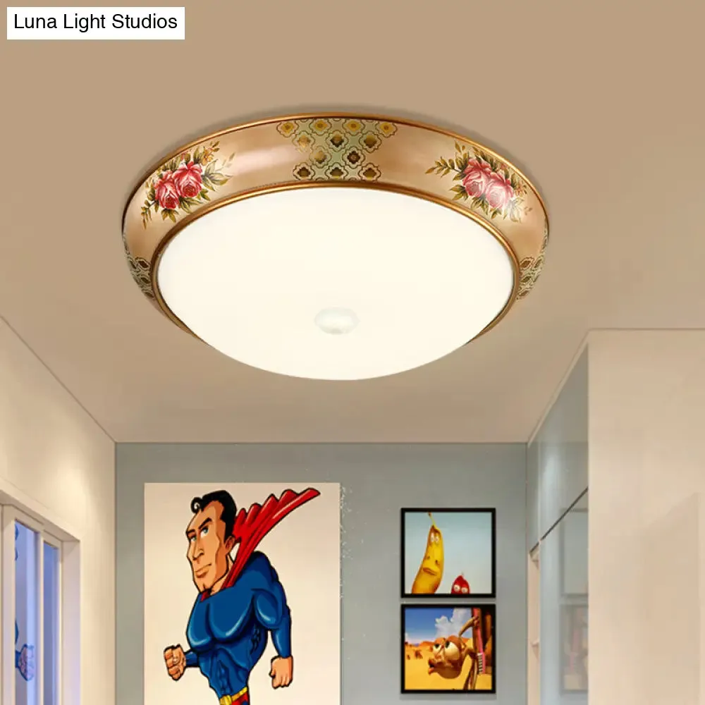 Frosted Glass Dome LED Flush Mount Ceiling Light - Korea Country Style (14"/19.5" Diameter)