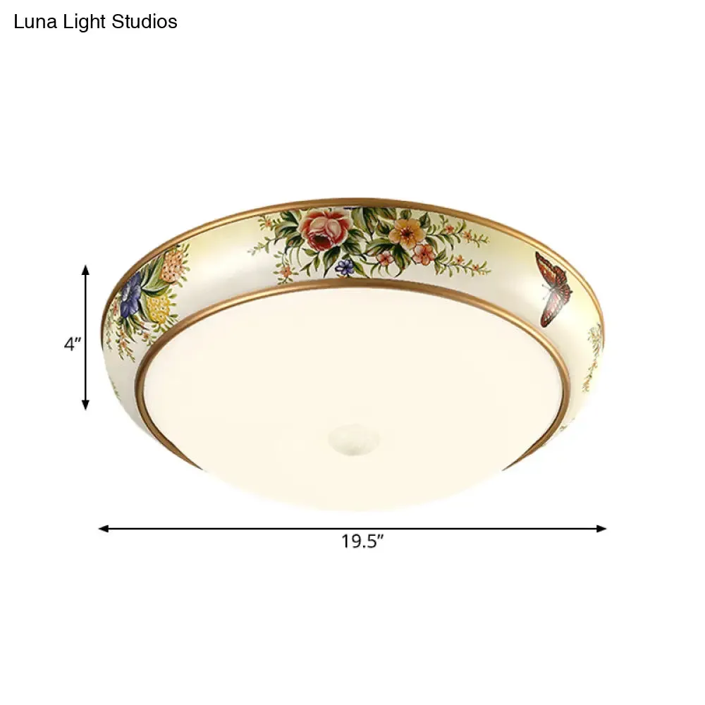 Frosted Glass Dome LED Flush Mount Ceiling Light - Korea Country Style (14"/19.5" Diameter)