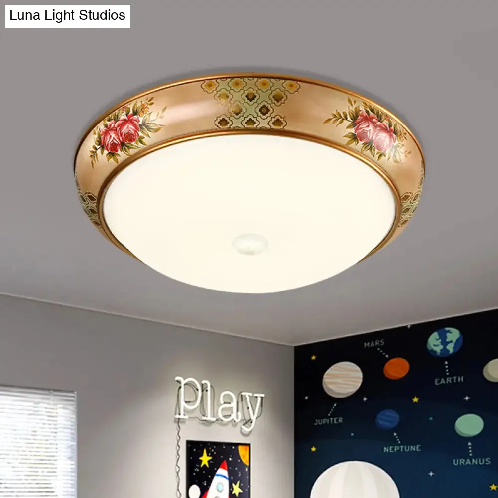 Frosted Glass Dome LED Flush Mount Ceiling Light - Korea Country Style (14"/19.5" Diameter)