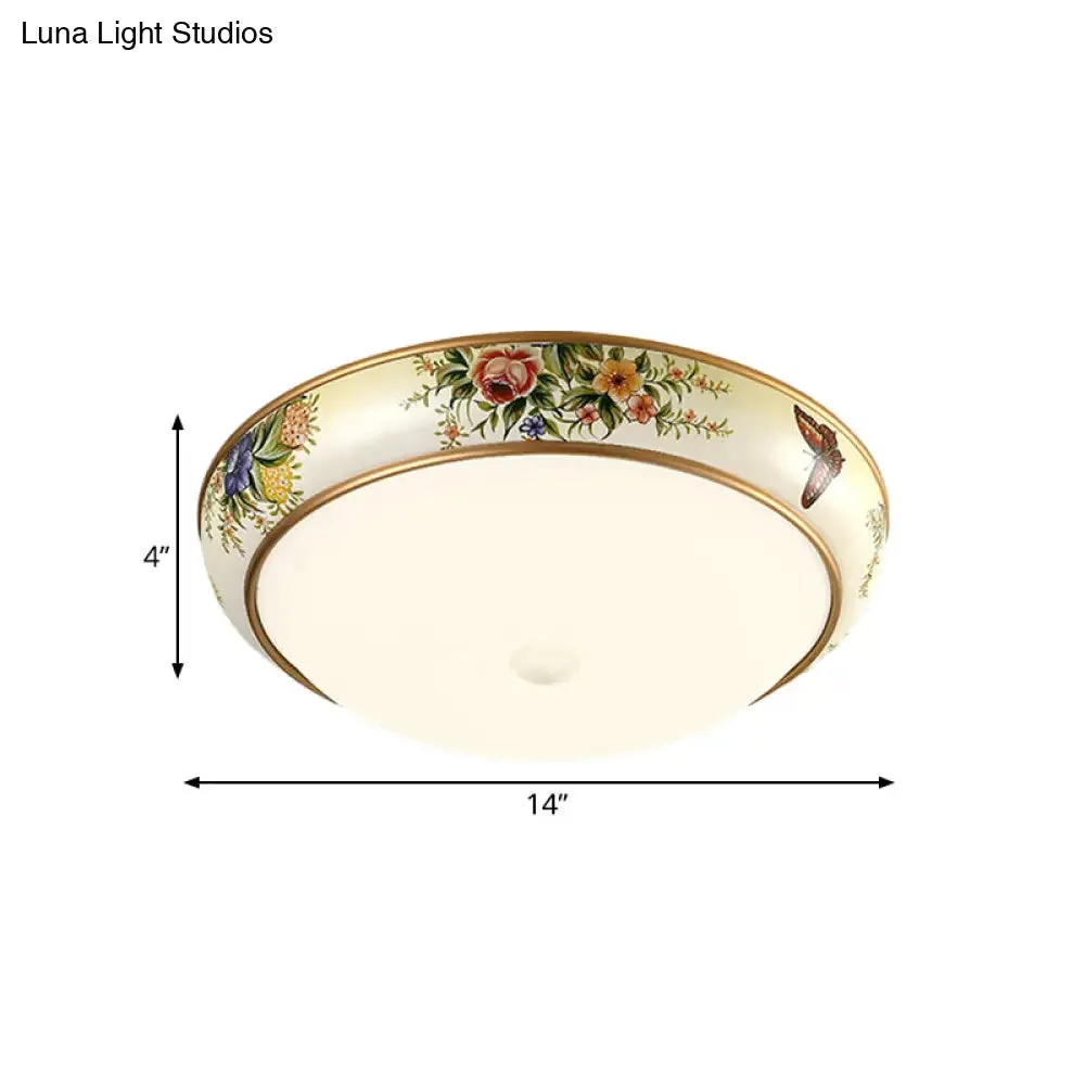 Frosted Glass Dome LED Flush Mount Ceiling Light - Korea Country Style (14"/19.5" Diameter)