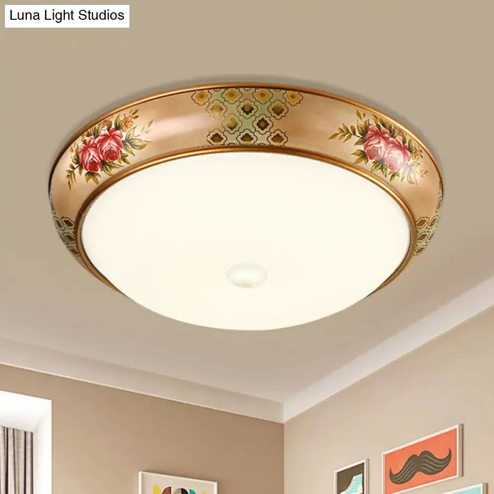 Frosted Glass Dome LED Flush Mount Ceiling Light - Korea Country Style (14"/19.5" Diameter)