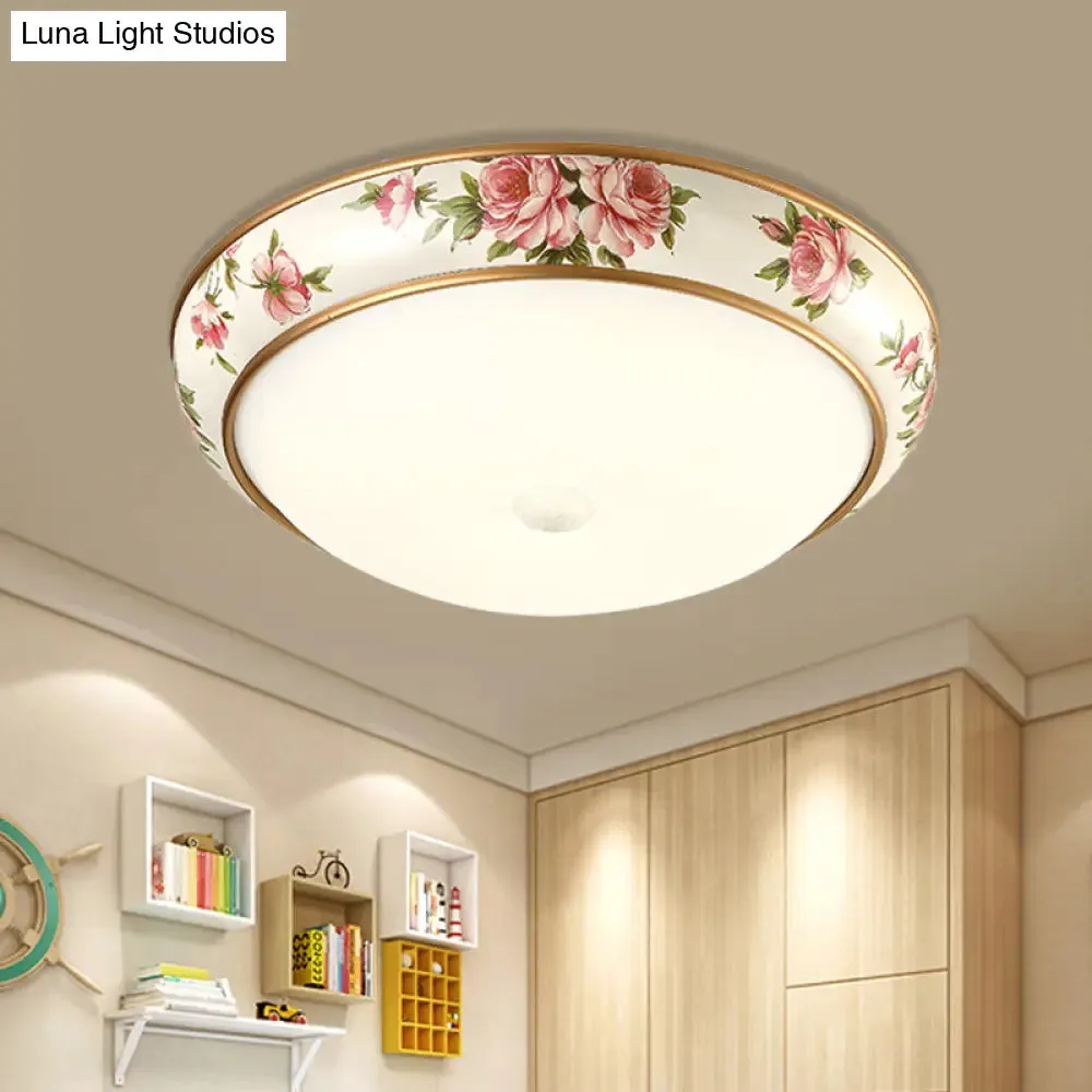 Frosted Glass Dome LED Flush Mount Ceiling Light - Korea Country Style (14"/19.5" Diameter)