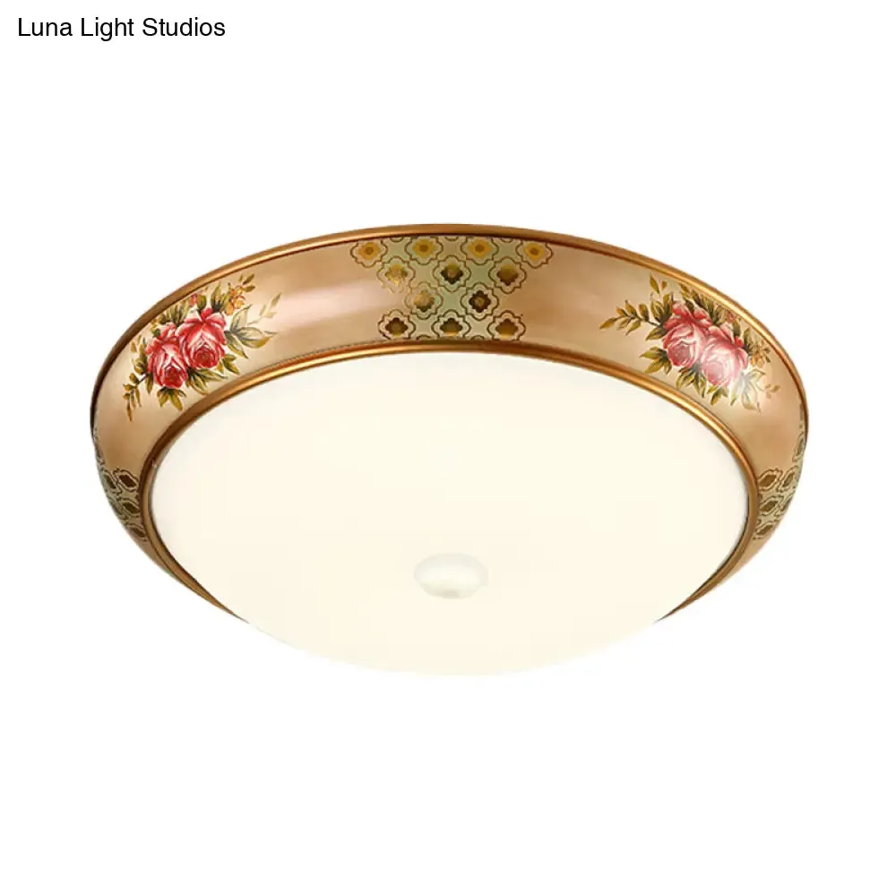 Frosted Glass Dome LED Flush Mount Ceiling Light - Korea Country Style (14"/19.5" Diameter)