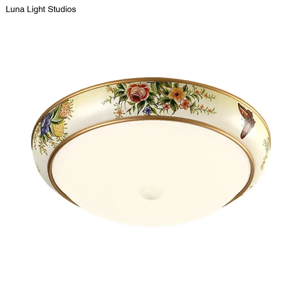 Frosted Glass Dome LED Flush Mount Ceiling Light - Korea Country Style (14"/19.5" Diameter)