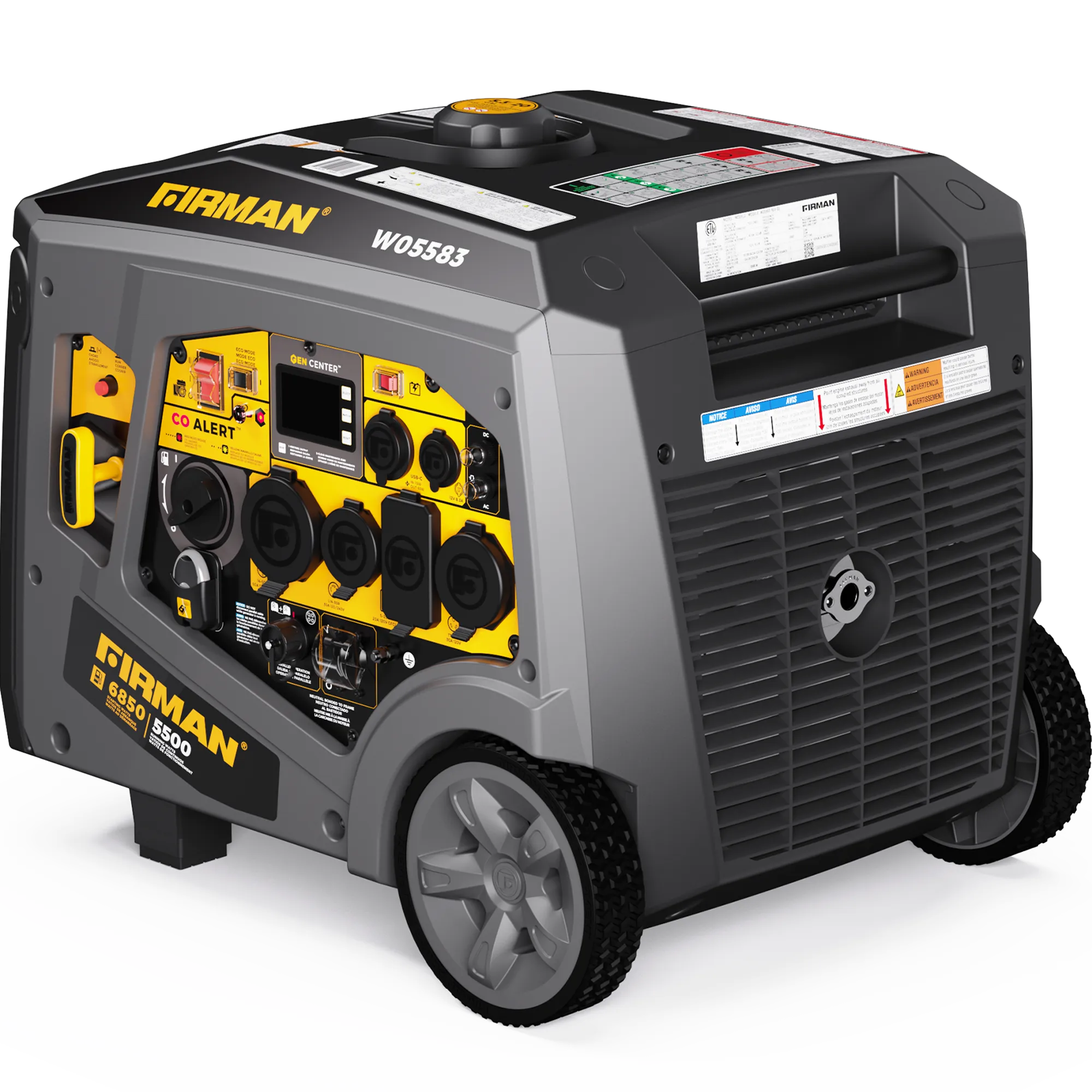 Gas Inverter Portable Generator 6850/5500 Watt Remote Start 120/240V CO Alert