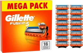 Gillette Fusion5 Razor Blades Men, Pack of 16 Razor Blade Refills with Precision Trimmer, 5 Anti-Friction Blades (Packaging may vary)