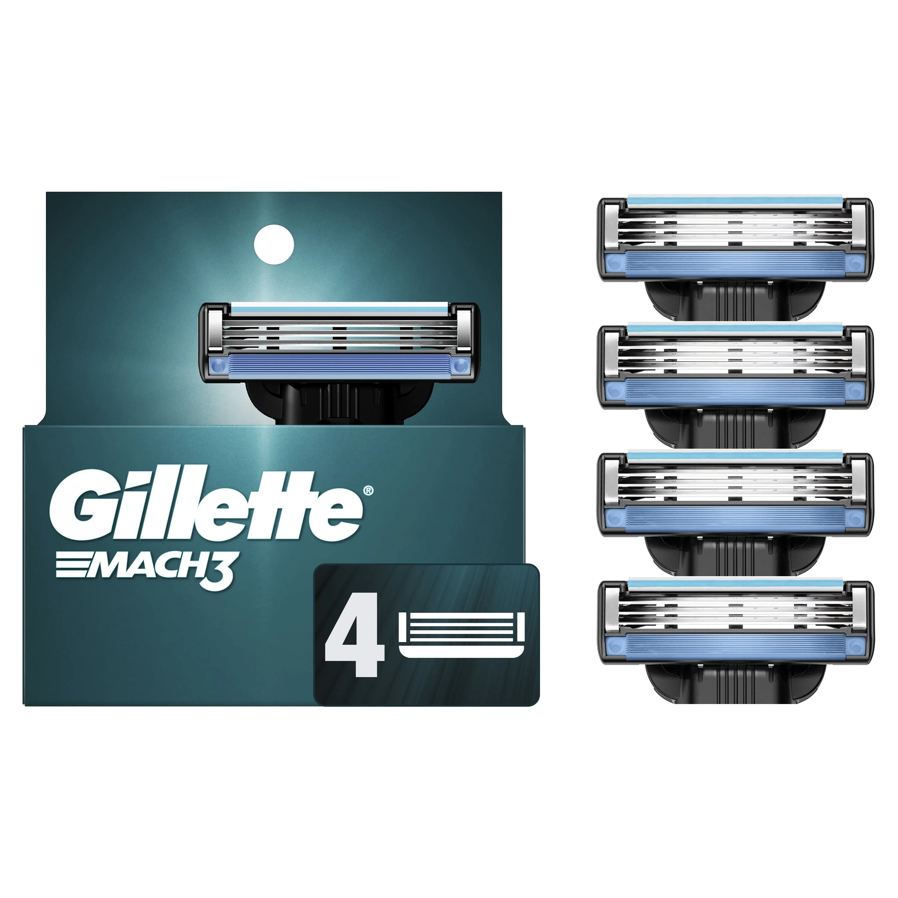 Gillette Mach3 Mens Razor Blades Refill Cartridges, 4 ct