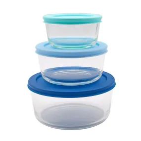 Glass Storage Bowls with Blue Lids