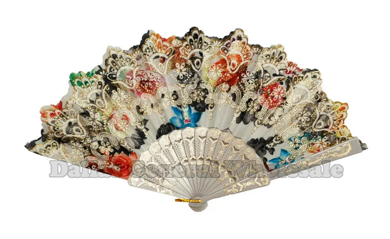 Glitter Flower Design Oriental Hand Fans Wholesale