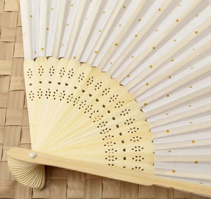 Gold Dot Silk Wedding Favor Fans