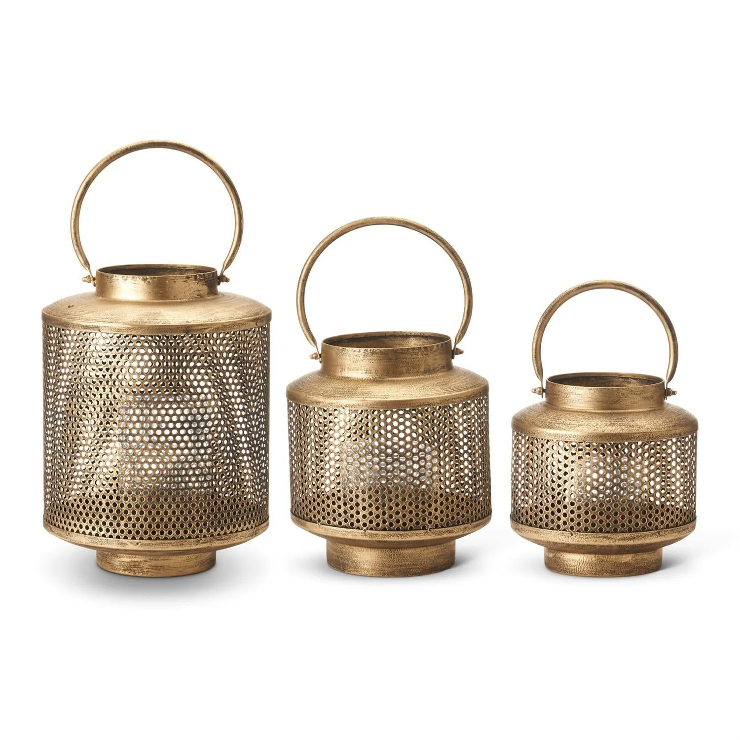 GOLD METAL MESH LANTERN - Large