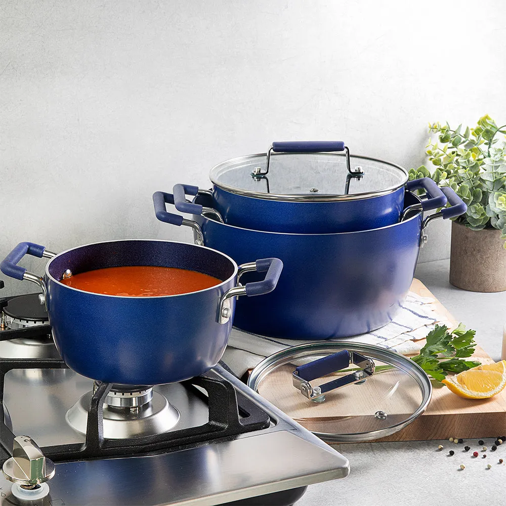 Granitestone Nesting 6 Piece Cooking Pots Set, Kitchen Pots, Non Stick Coating, 5qt 3qt & 1.5qt Pots with Lids, Stay Cool Handles Dishwasher Safe