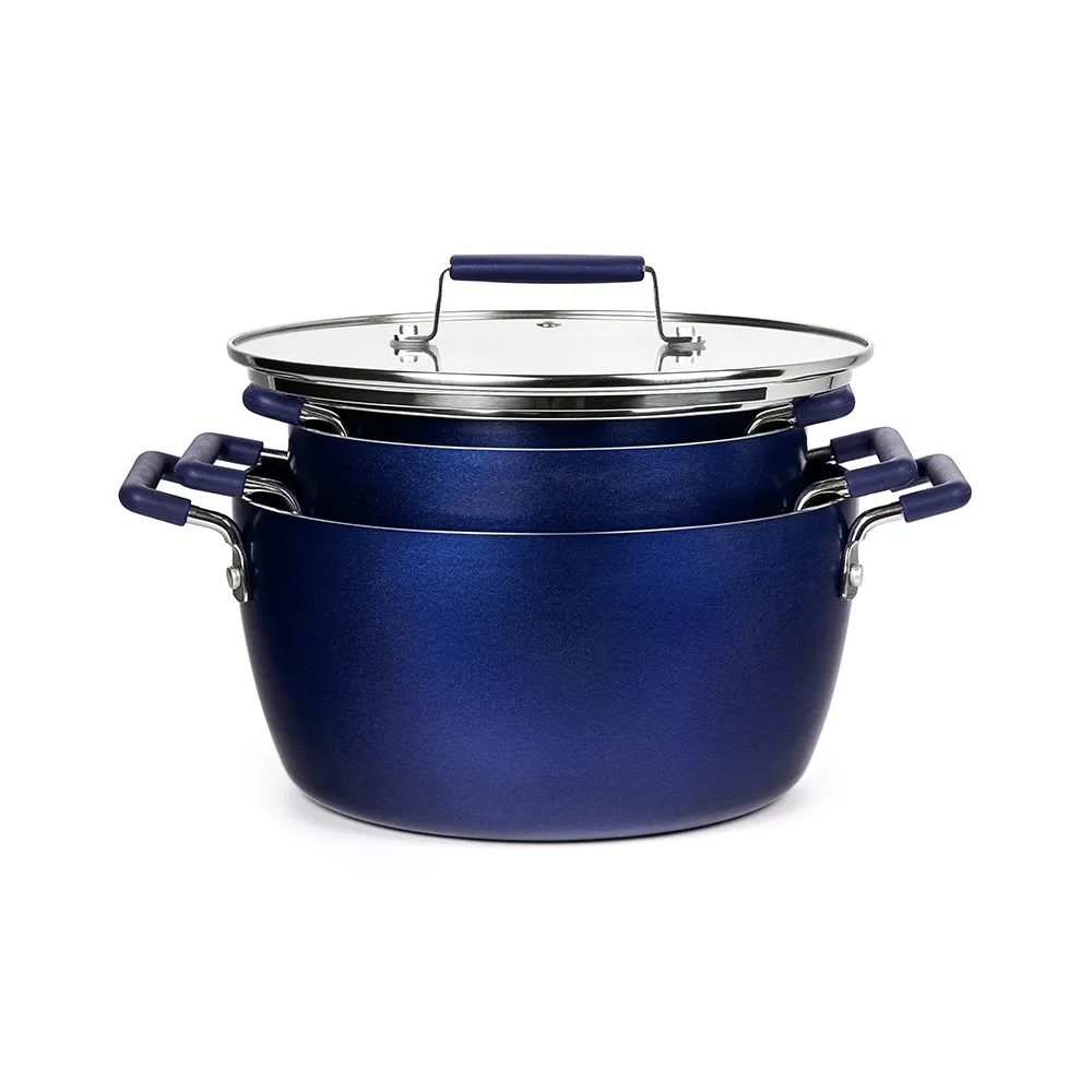 Granitestone Nesting 6 Piece Cooking Pots Set, Kitchen Pots, Non Stick Coating, 5qt 3qt & 1.5qt Pots with Lids, Stay Cool Handles Dishwasher Safe