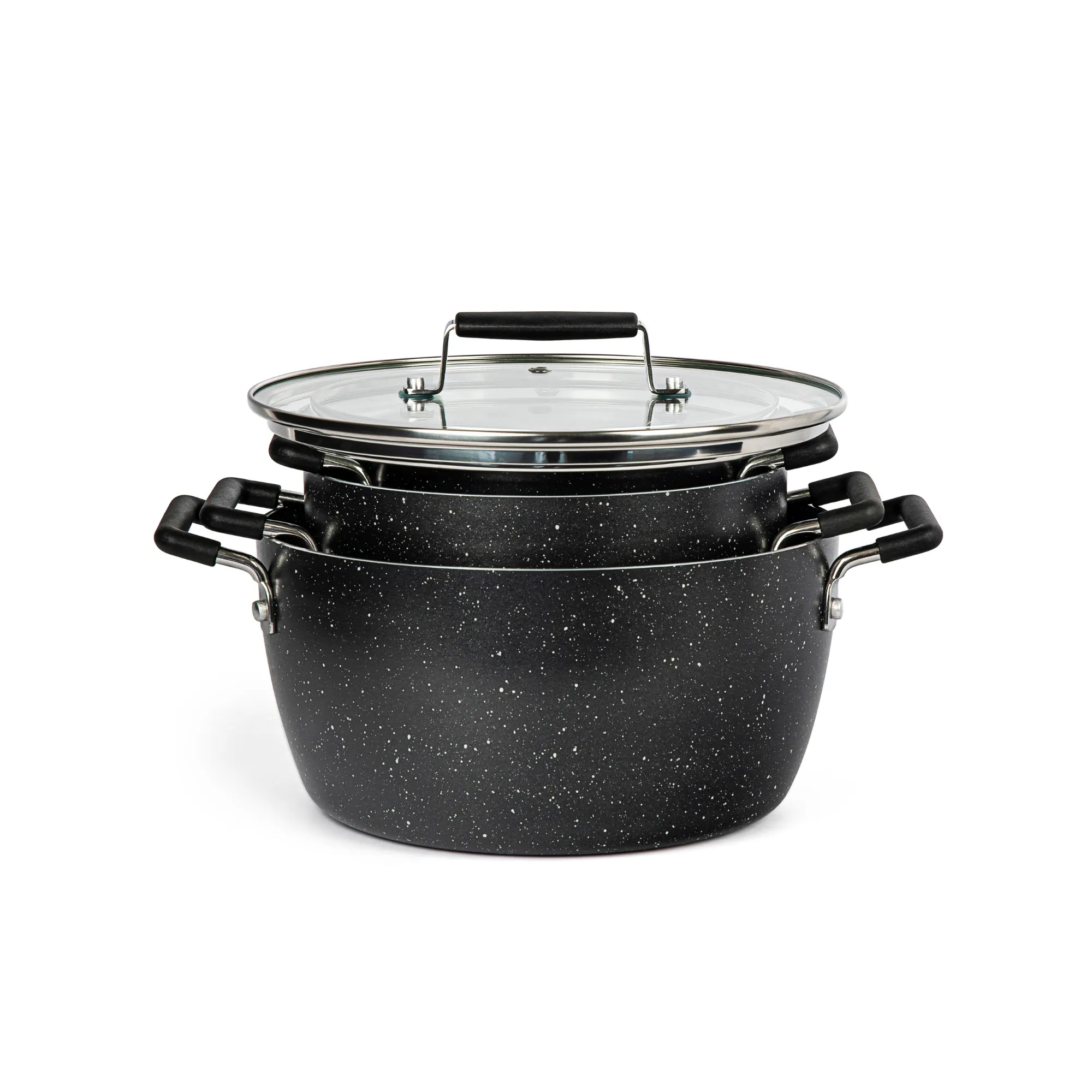 Granitestone Nesting 6 Piece Cooking Pots Set, Kitchen Pots, Non Stick Coating, 5qt 3qt & 1.5qt Pots with Lids, Stay Cool Handles Dishwasher Safe