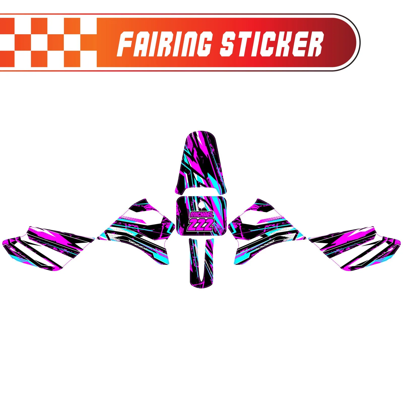 Graphic Kit Decals Fairing Sticker Custom Number For Razor MX350 MX400 - C003 Purple Geometric Burst