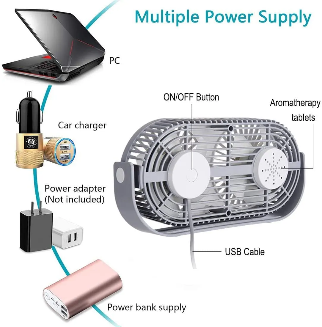 Green Mini USB Desk Fan with Double Fan Blade