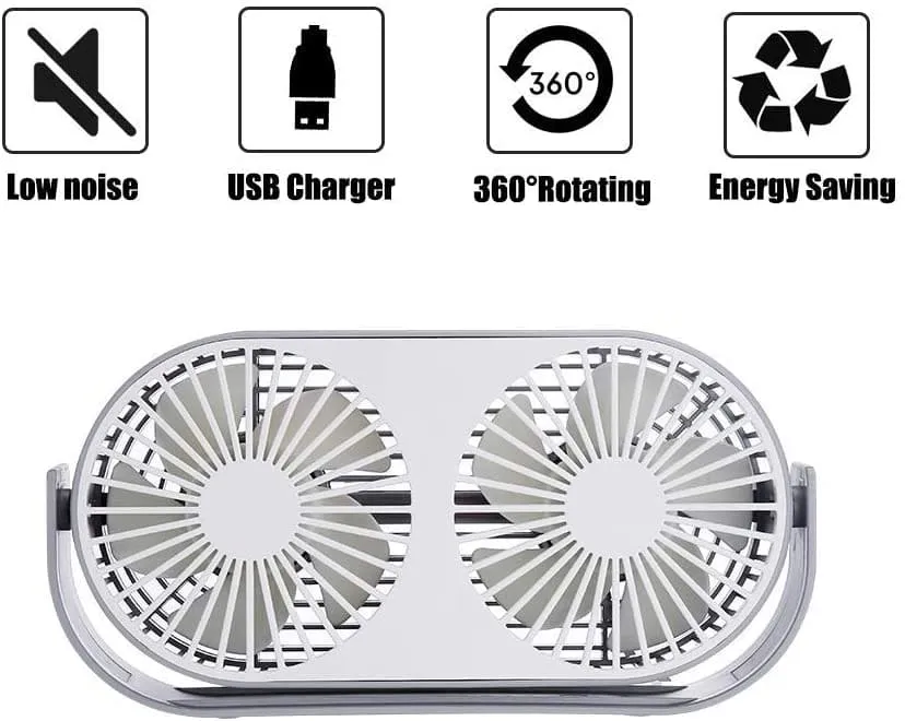 Green Mini USB Desk Fan with Double Fan Blade