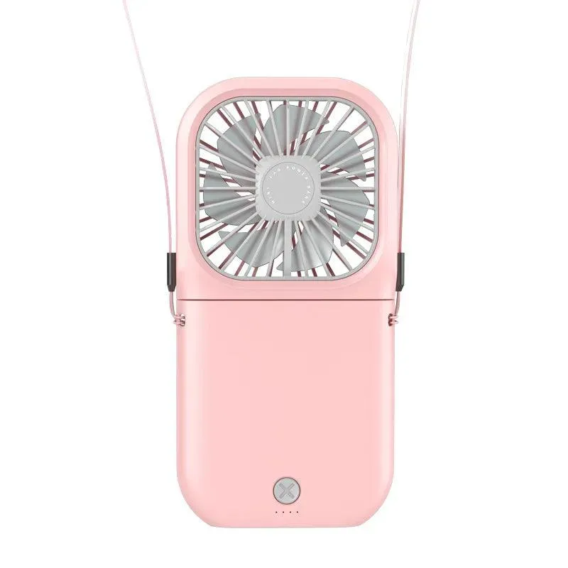 Hanging Neck Fans Mini Portable Folding USB Small Fan Mute Power Bank Portable Handheld Desktop Multi Function Charge Fan