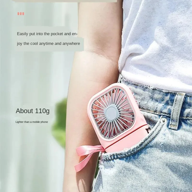 Hanging Neck Fans Mini Portable Folding USB Small Fan Mute Power Bank Portable Handheld Desktop Multi Function Charge Fan