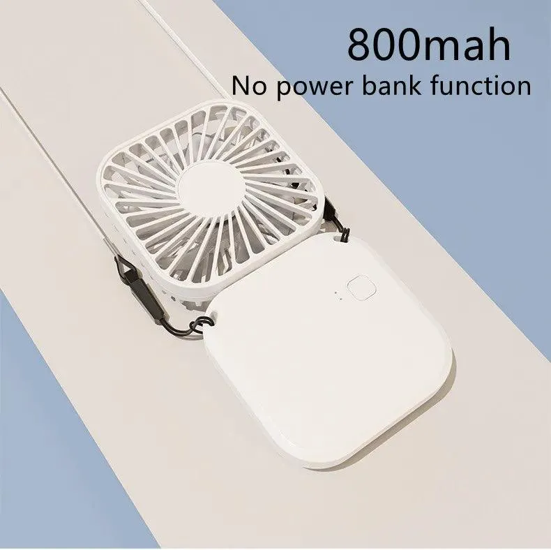 Hanging Neck Fans Mini Portable Folding USB Small Fan Mute Power Bank Portable Handheld Desktop Multi Function Charge Fan