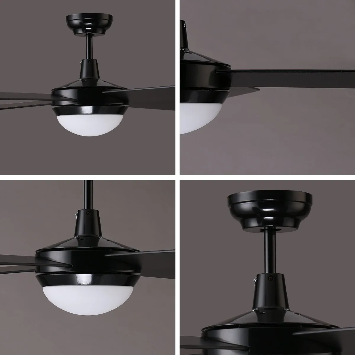 HAWAII 132cm / 52 inch 4 Blade DC Modern Ceiling Fan with LED light 4000K Black