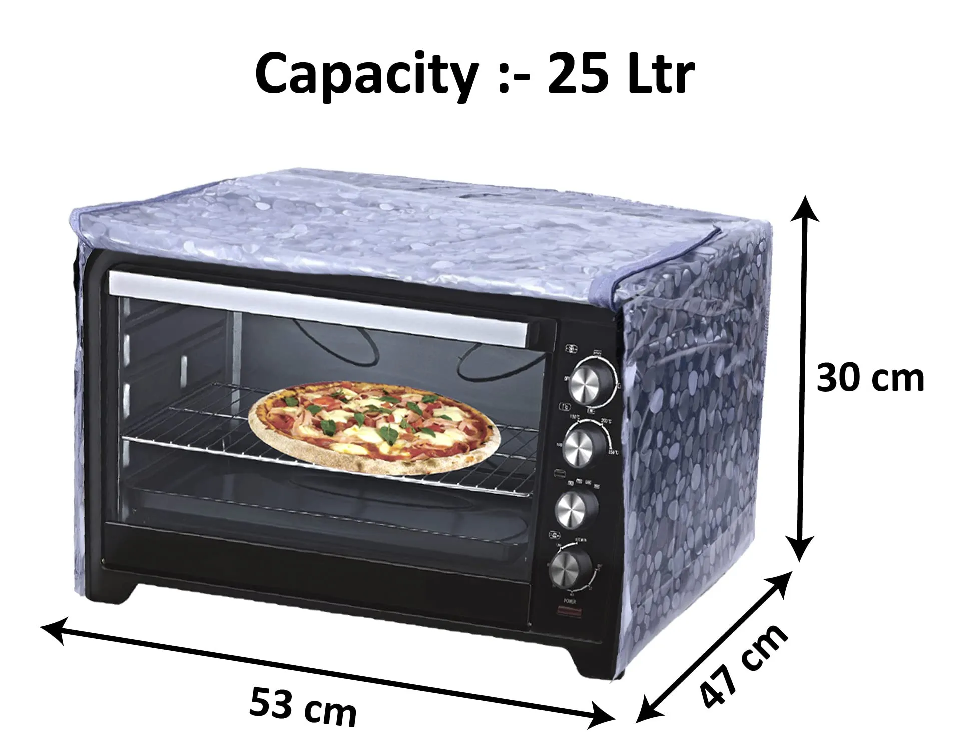 Heart Home PVC 3D Printed Microwave Oven Cover, Dustproof Machine Protector Cover,25 LTR. (Grey)-HS43HEARTH26004