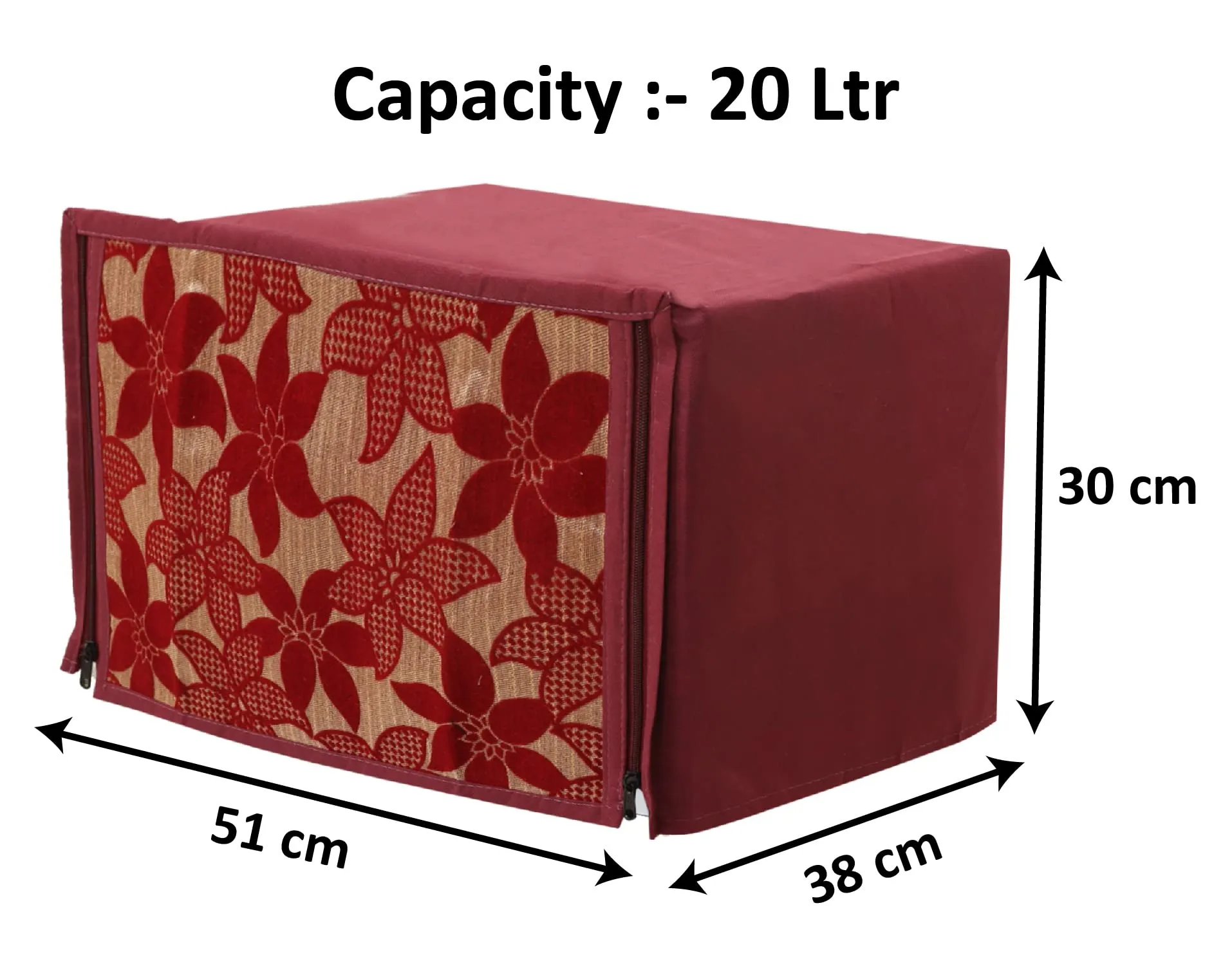 Heart Home Velvet Flower Printed Microwave Oven Cover,20 LTR. (Maroon)-HS43HEARTH26049