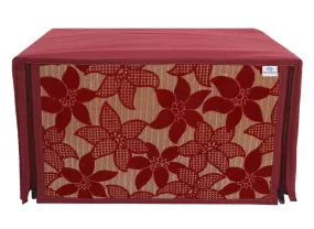 Heart Home Velvet Flower Printed Microwave Oven Cover,20 LTR. (Maroon)-HS43HEARTH26049