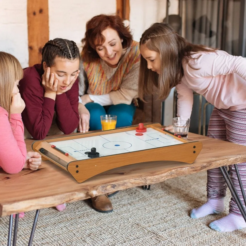 HOMCOM ABS Plastic Mini Air Hockey Table-Top Brown