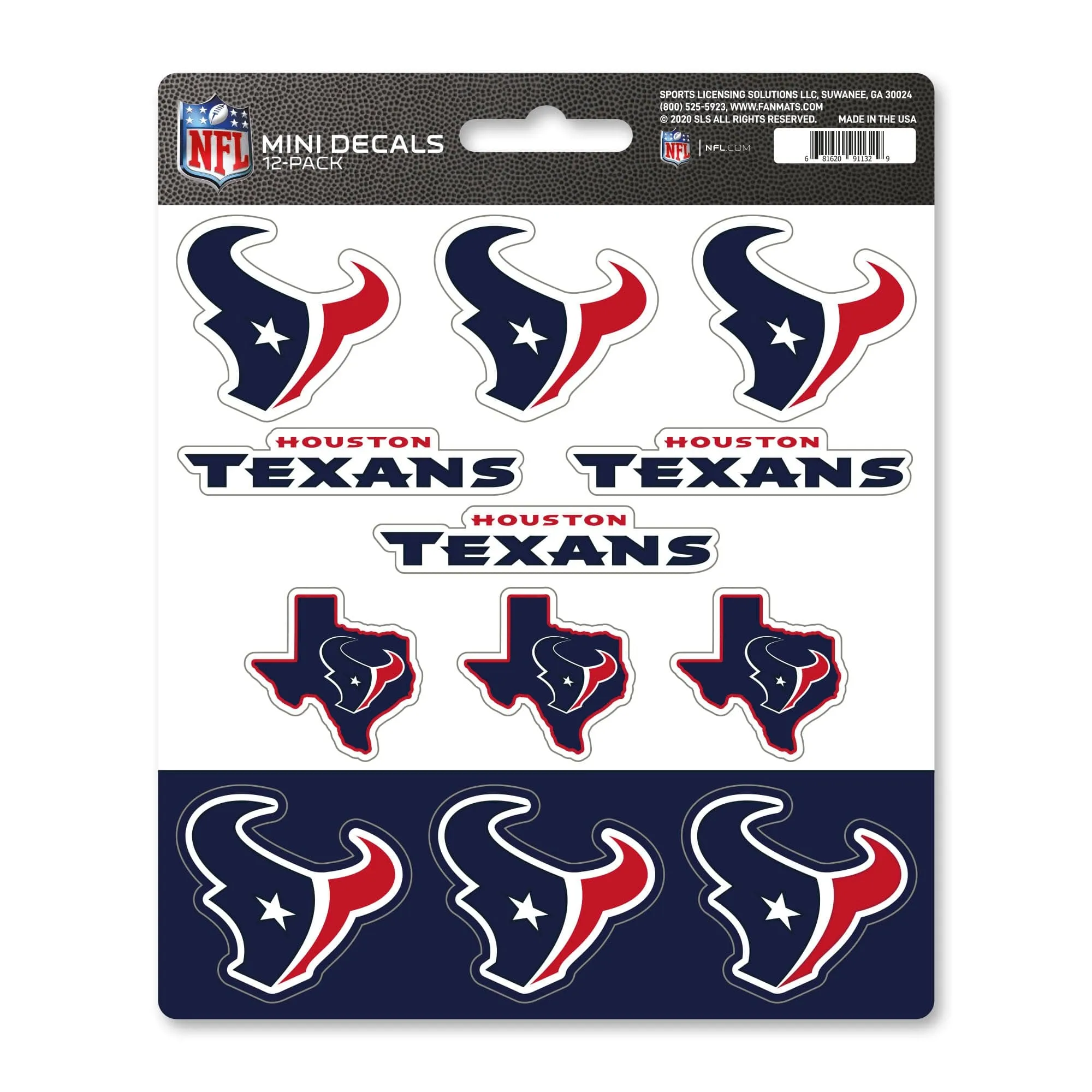 Houston Texans 12 Count Mini Decal Sticker Pack