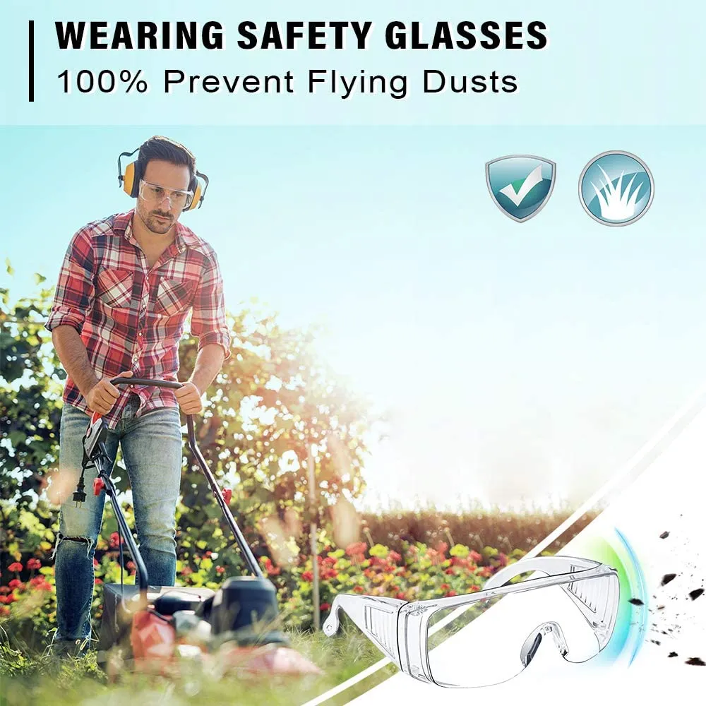 INOX Protective Eyewear Vented Safety Glasses over Glasses / Goggles, Scratch Resistant & UV Resistant, 1750C (1 Pair)